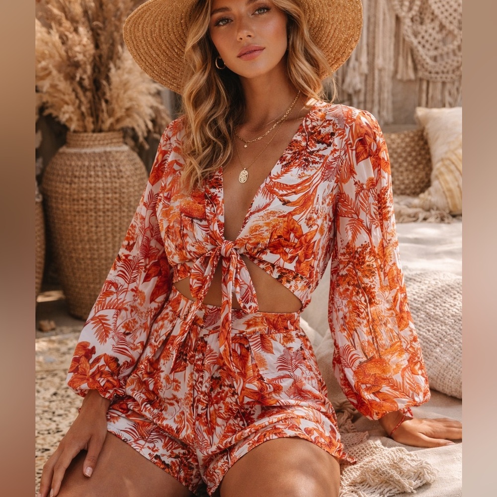 Floral Orange Crop Top